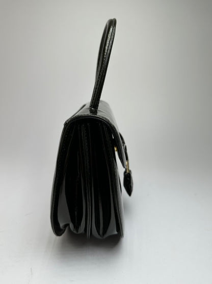 Vintage Givenchy Patent Leather Handbag Black Gold
