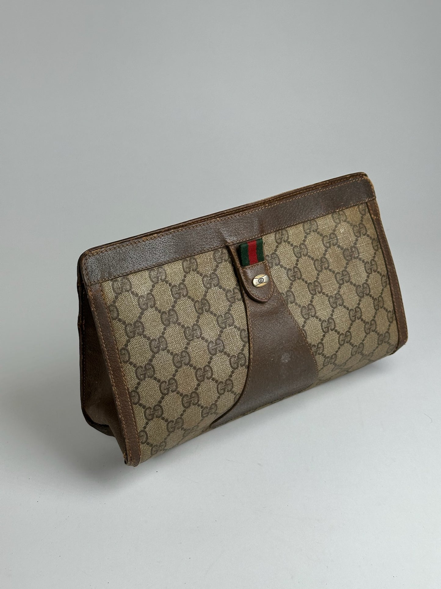 Vintage Gucci Ophidia Monogram Leather Clutch