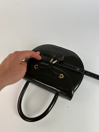 Vintage Givenchy Patent Leather Handbag Black Gold