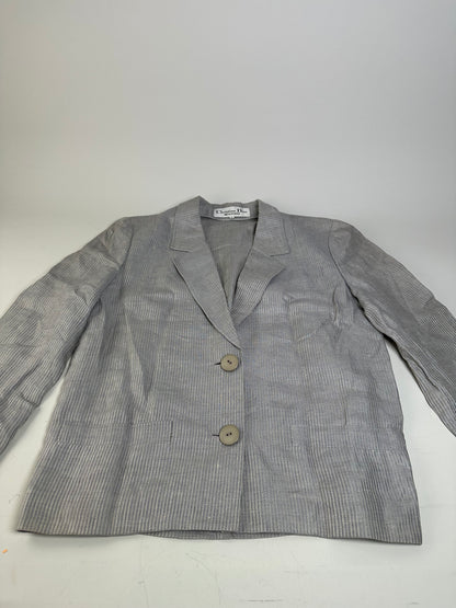 Vintage Dior Linen Blazer Light Grey Stripe S