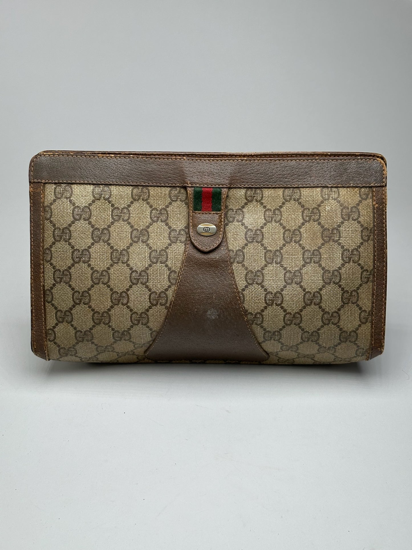 Vintage Gucci Ophidia Monogram Leather Clutch