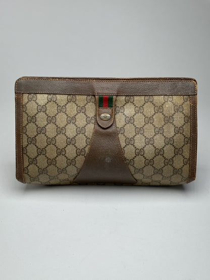 Vintage Gucci Ophidia Monogram Leather Clutch