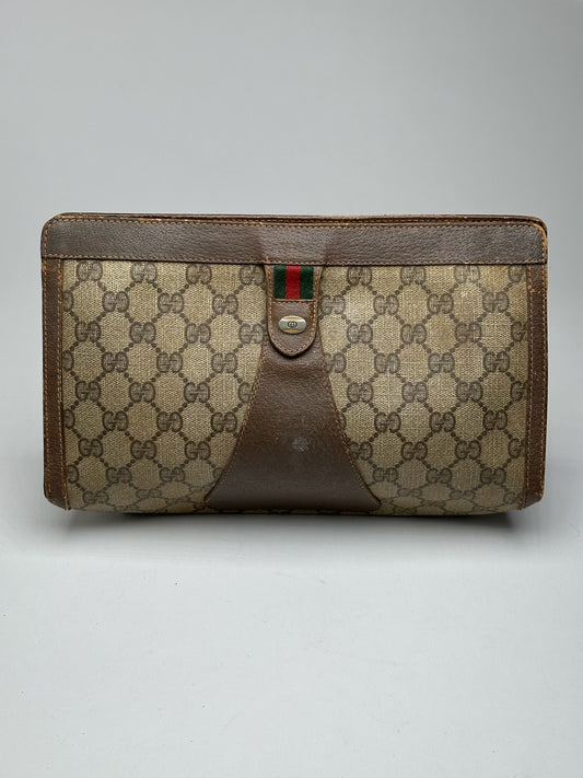 Vintage Gucci Ophidia Monogram Leather Clutch