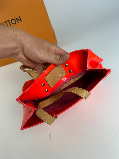 Vintage Louis Vuitton Patent Leather Tote Bag Red Orange