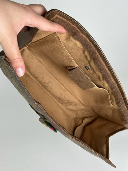 Vintage Gucci Ophidia Monogram Leather Clutch