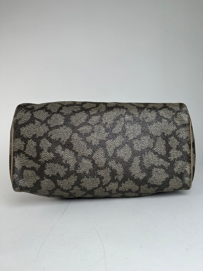 Vintage Yves Saint Laurent Stone Emblossed Leather Boston Bag Grey Black Brown