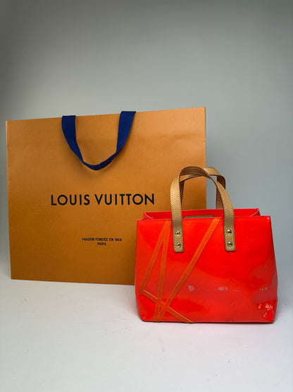 Vintage Louis Vuitton Patent Leather Tote Bag Red Orange