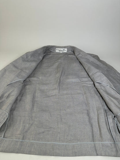 Vintage Dior Linen Blazer Light Grey Stripe S