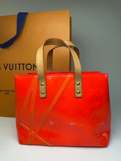 Vintage Louis Vuitton Patent Leather Tote Bag Red Orange