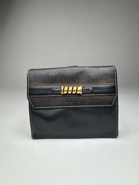 Vintage Loewe Madrid Leather Wallet Black Brown
