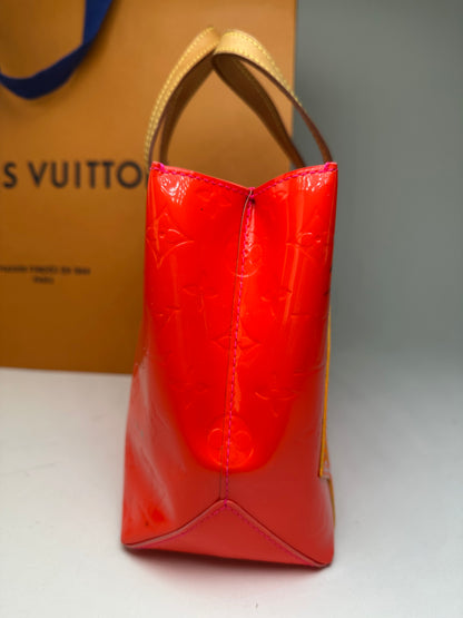 Vintage Louis Vuitton Patent Leather Tote Bag Red Orange