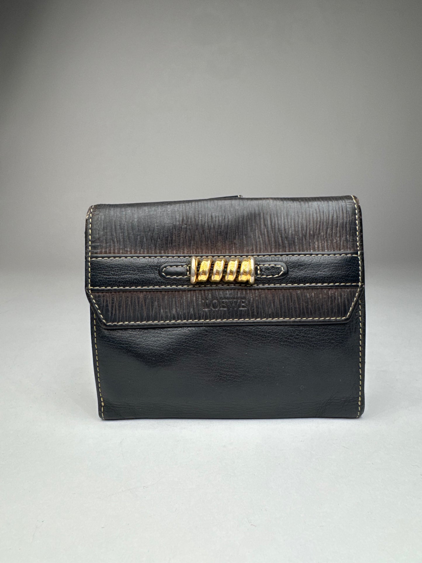 Vintage Loewe Madrid Leather Wallet Black Brown