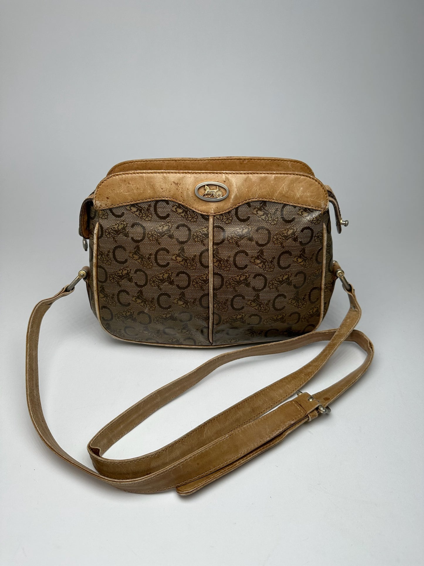 Vintage Celine Paris Triomphe Monogram Leather Bag