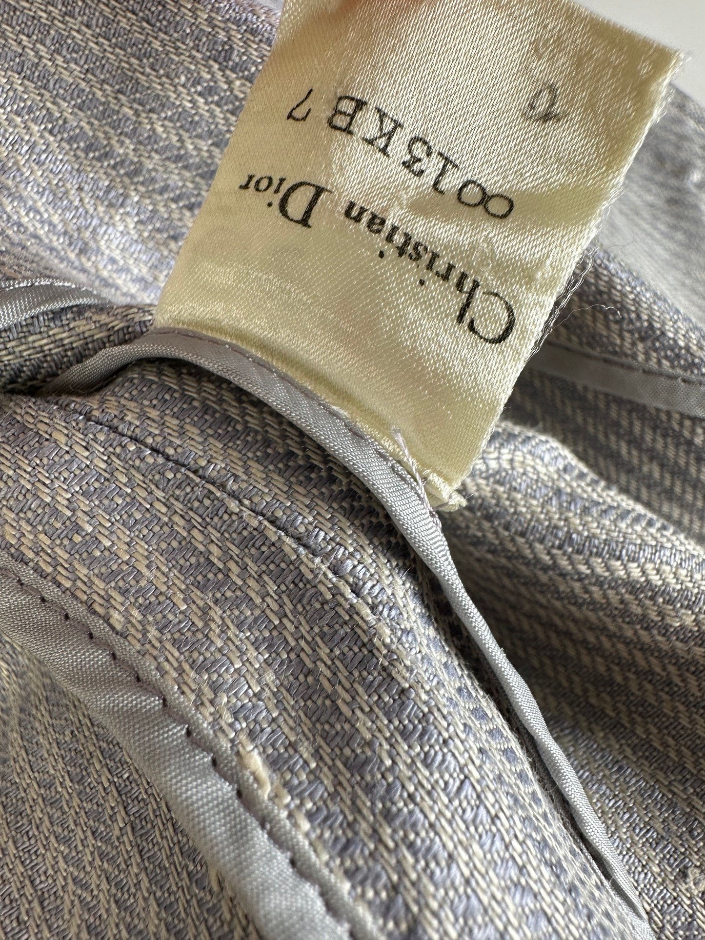 Vintage Dior Linen Blazer Light Grey Stripe S