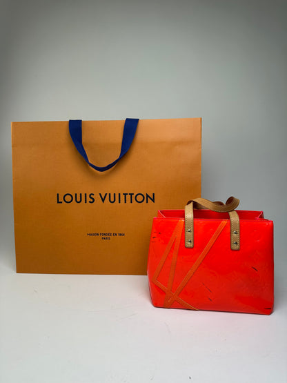Vintage Louis Vuitton Patent Leather Tote Bag Red Orange