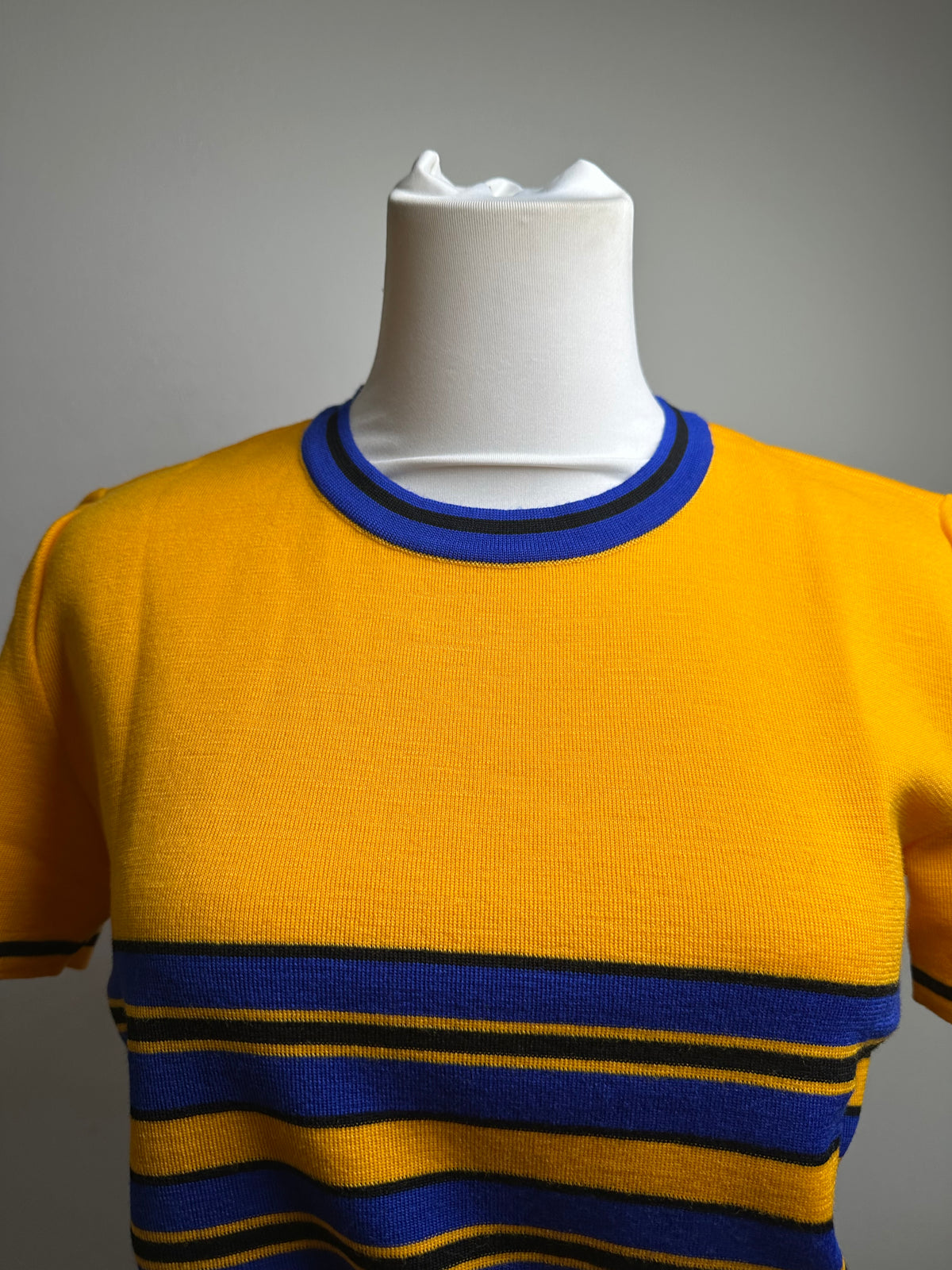 Vintage Yves Saint Laurent Knit Crop Top Yellow Blue Stripes M