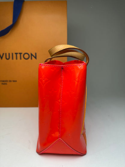 Vintage Louis Vuitton Patent Leather Tote Bag Red Orange