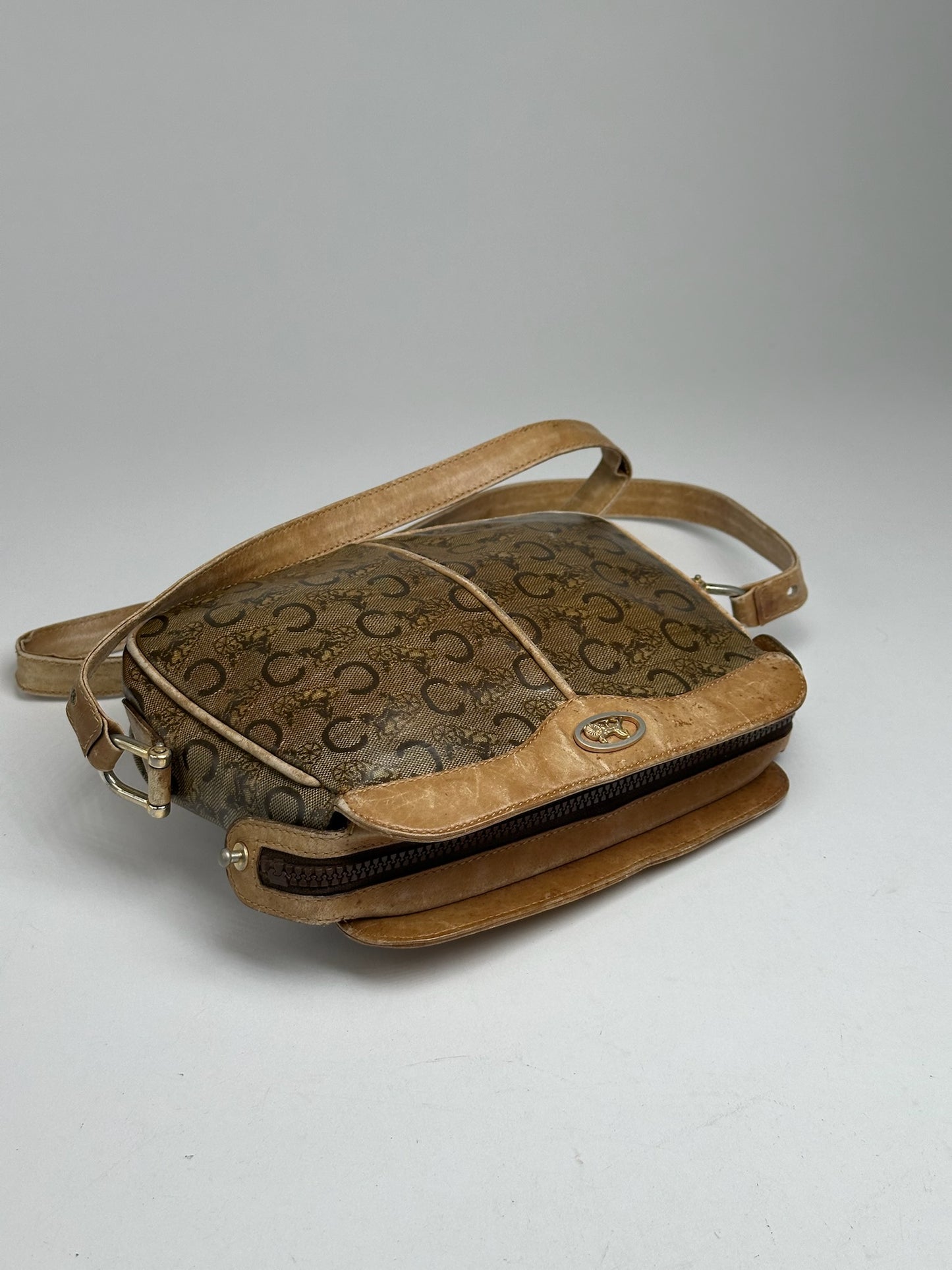 Vintage Celine Paris Triomphe Monogram Leather Bag