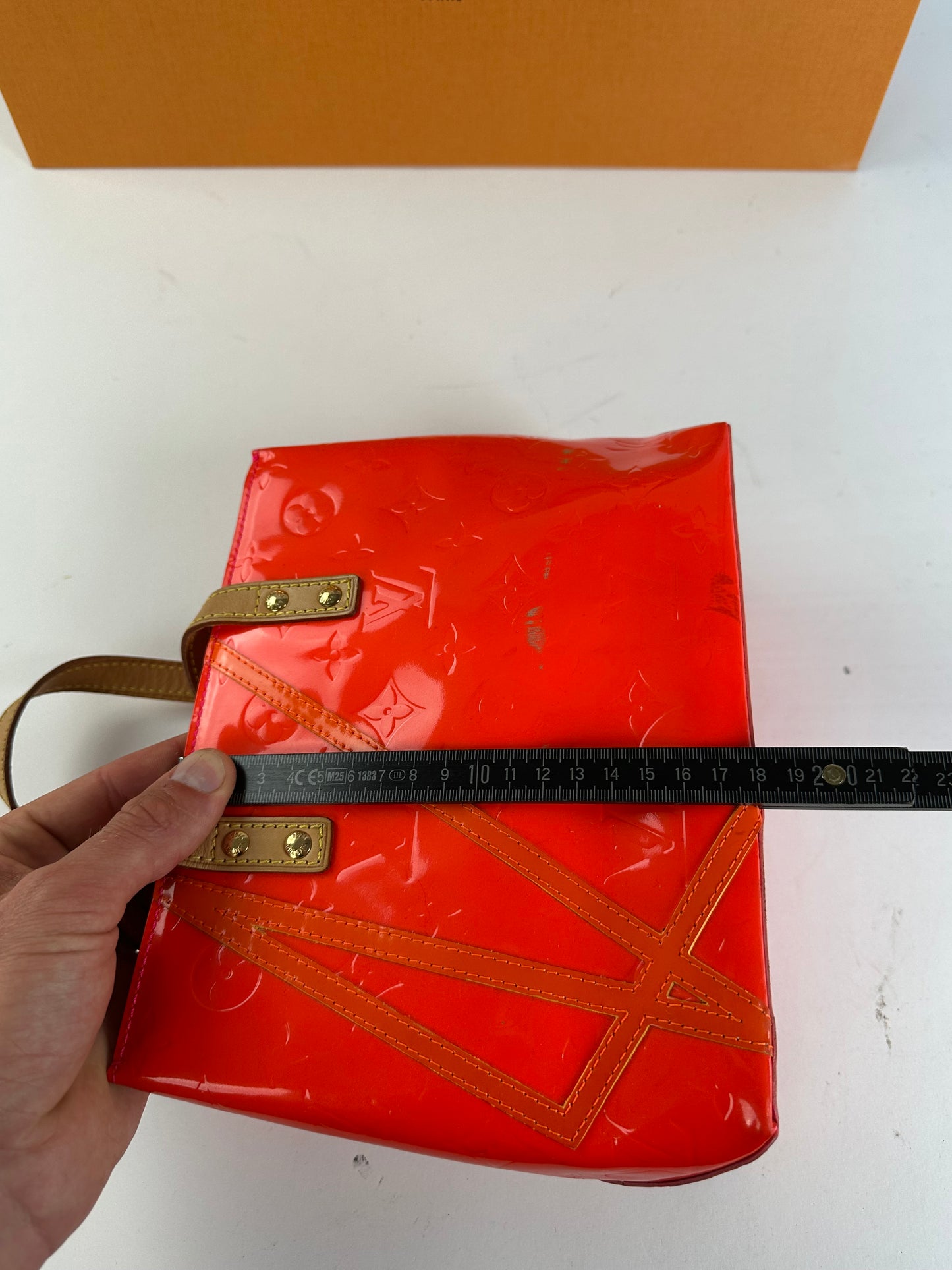 Vintage Louis Vuitton Patent Leather Tote Bag Red Orange