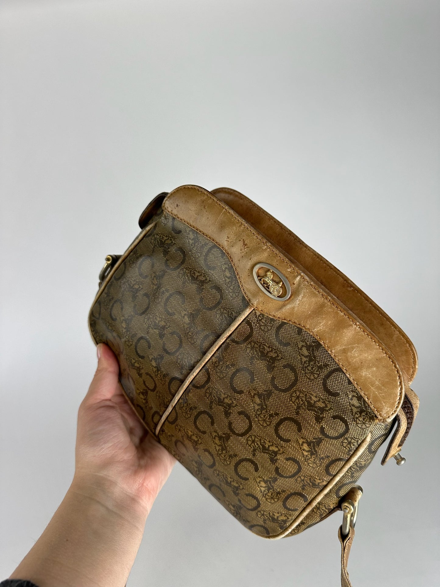 Vintage Celine Paris Triomphe Monogram Leather Bag