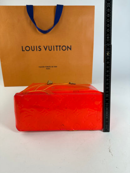 Vintage Louis Vuitton Patent Leather Tote Bag Red Orange
