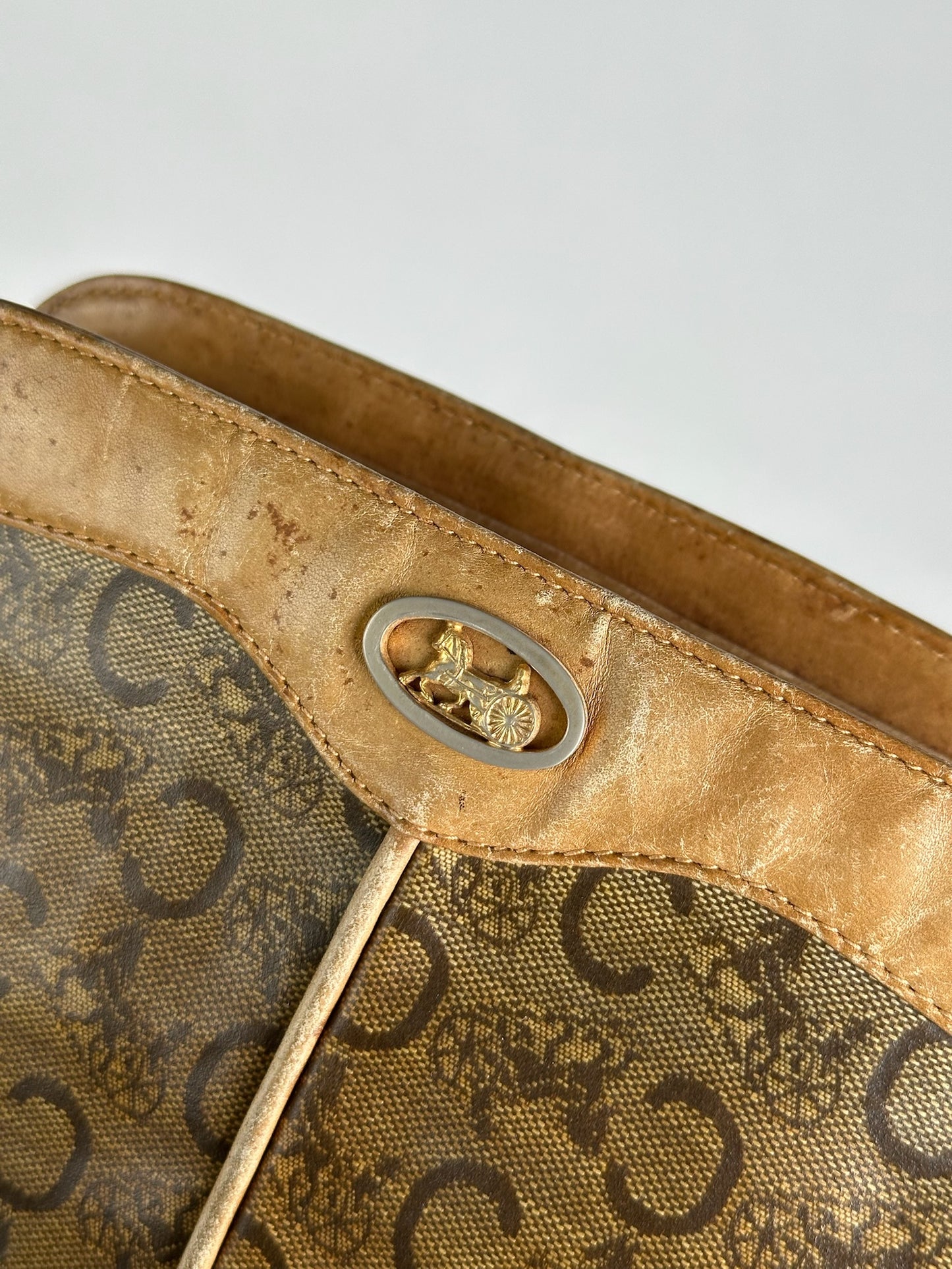 Vintage Celine Paris Triomphe Monogram Leather Bag