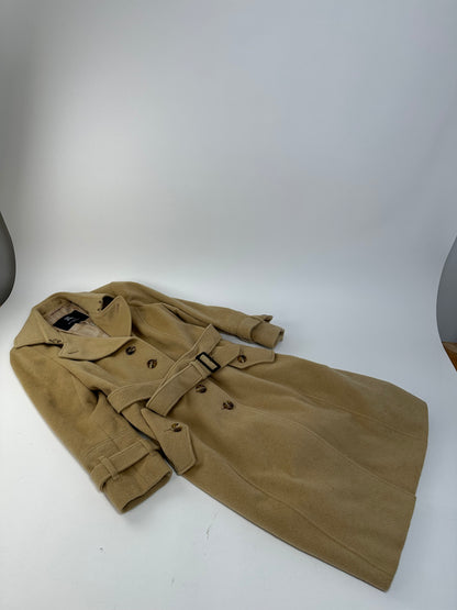 Vintage Burberry Wool Trench Coat Beige Gold M