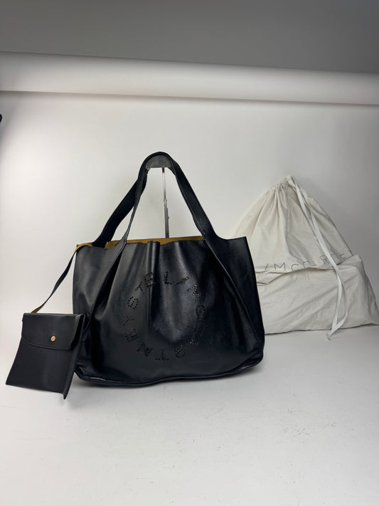 Vintage Stella Mc Cartney vegan Leather Logo Tote bag black