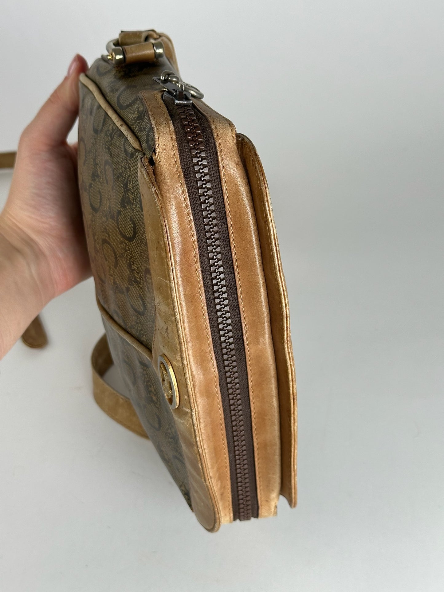 Vintage Celine Paris Triomphe Monogram Leather Bag