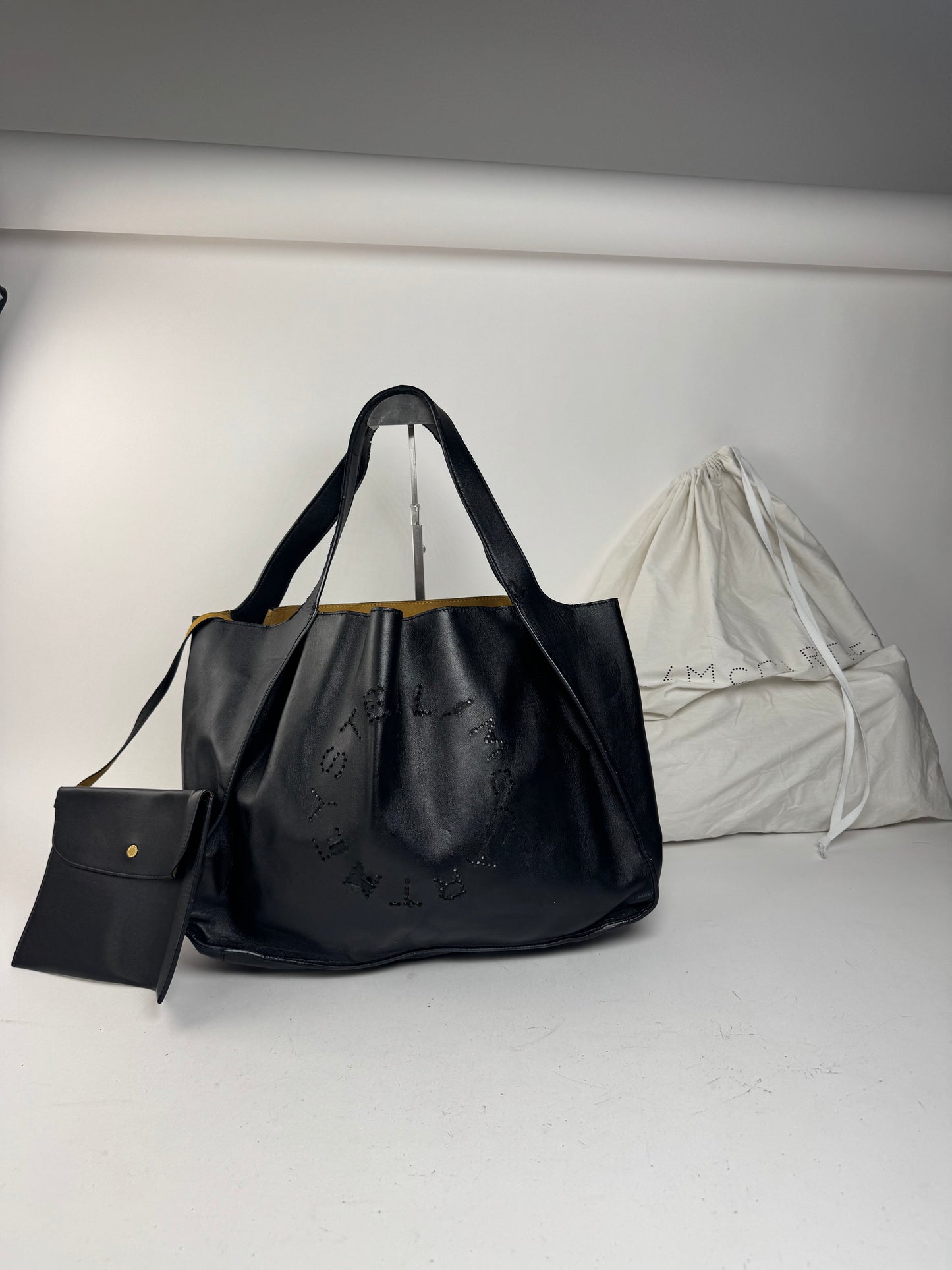 Vintage Stella Mc Cartney vegan Leather Logo Tote bag black