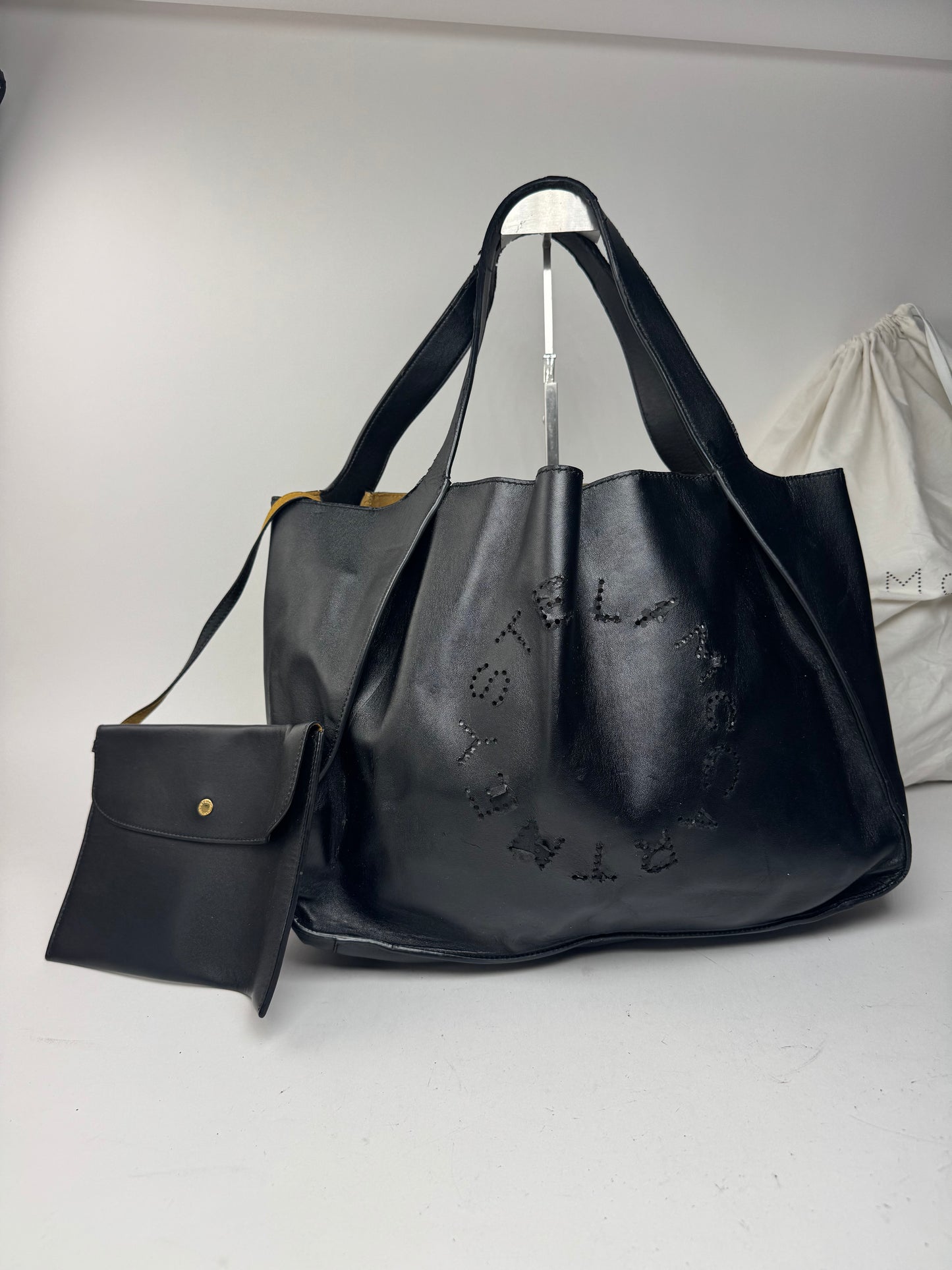 Vintage Stella Mc Cartney vegan Leather Logo Tote bag black