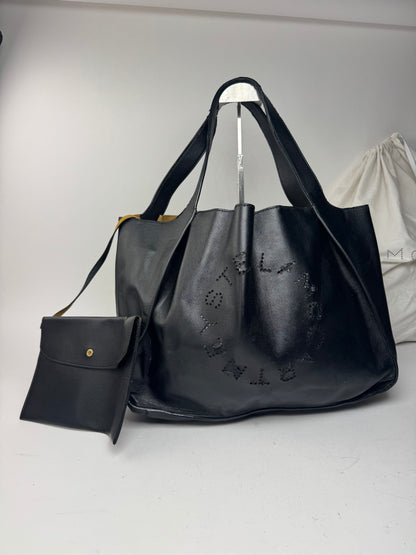 Vintage Stella Mc Cartney vegan Leather Logo Tote bag black