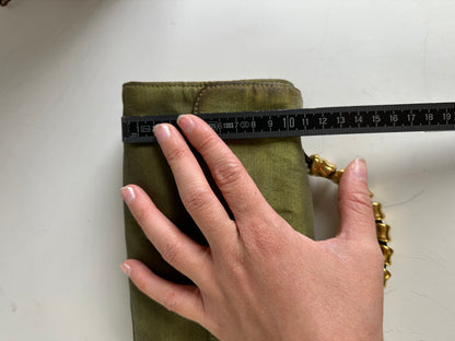 Vintage Loewe Leather Clutch Bag Olive Green Gold