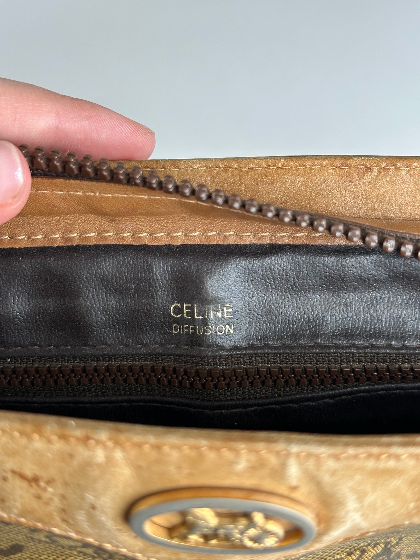 Vintage Celine Paris Triomphe Monogram Leather Bag