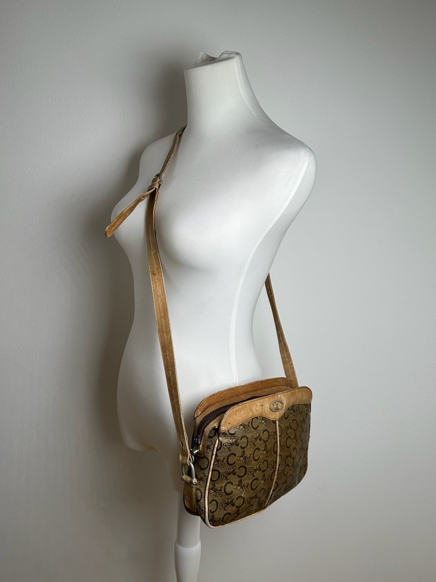 Vintage Celine Paris Triomphe Monogram Leather Bag