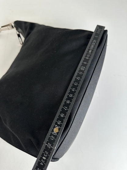 Vintage Gucci Canvas Leather Hobo Bag Black