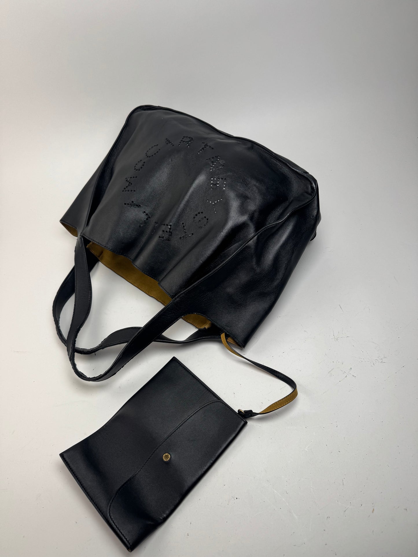 Vintage Stella Mc Cartney vegan Leather Logo Tote bag black