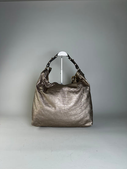 Vintage Chloe Metallic Leather Tote Taupe Gold