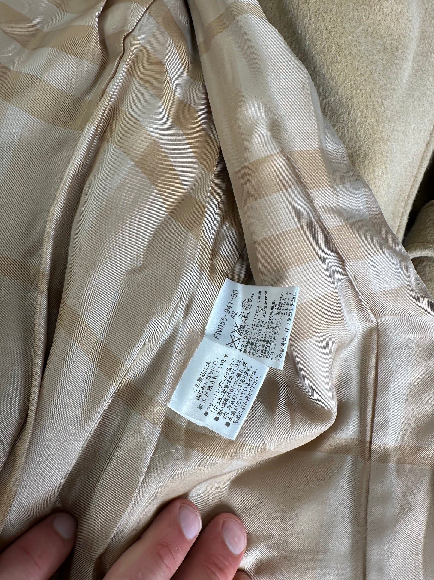 Vintage Burberry Wool Trench Coat Beige Gold M