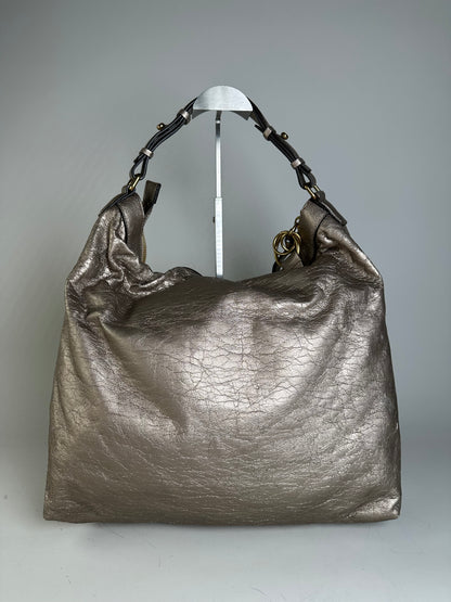 Vintage Chloe Metallic Leather Tote Taupe Gold