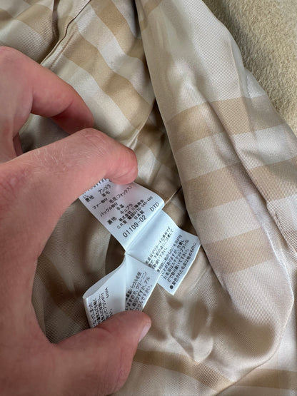 Vintage Burberry Wool Trench Coat Beige Gold M