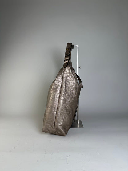 Vintage Chloe Metallic Leather Tote Taupe Gold