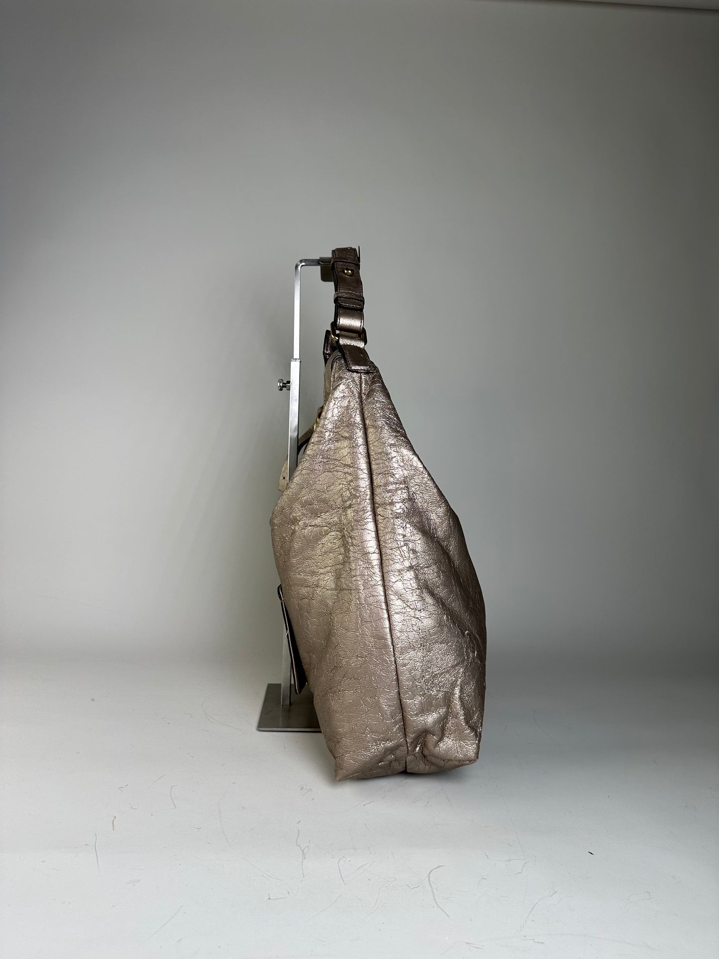 Vintage Chloe Metallic Leather Tote Taupe Gold
