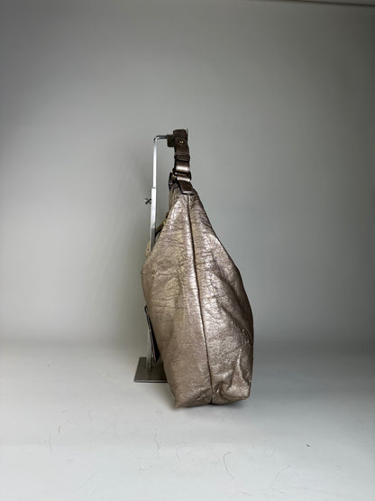 Vintage Chloe Metallic Leather Tote Taupe Gold