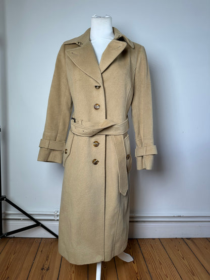 Vintage Burberry Wool Trench Coat Beige Gold M