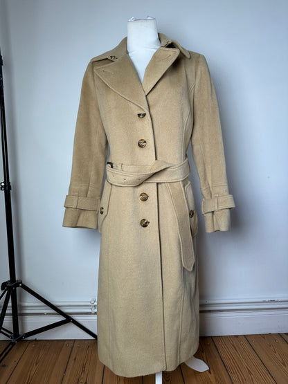 Vintage Burberry Wool Trench Coat Beige Gold M