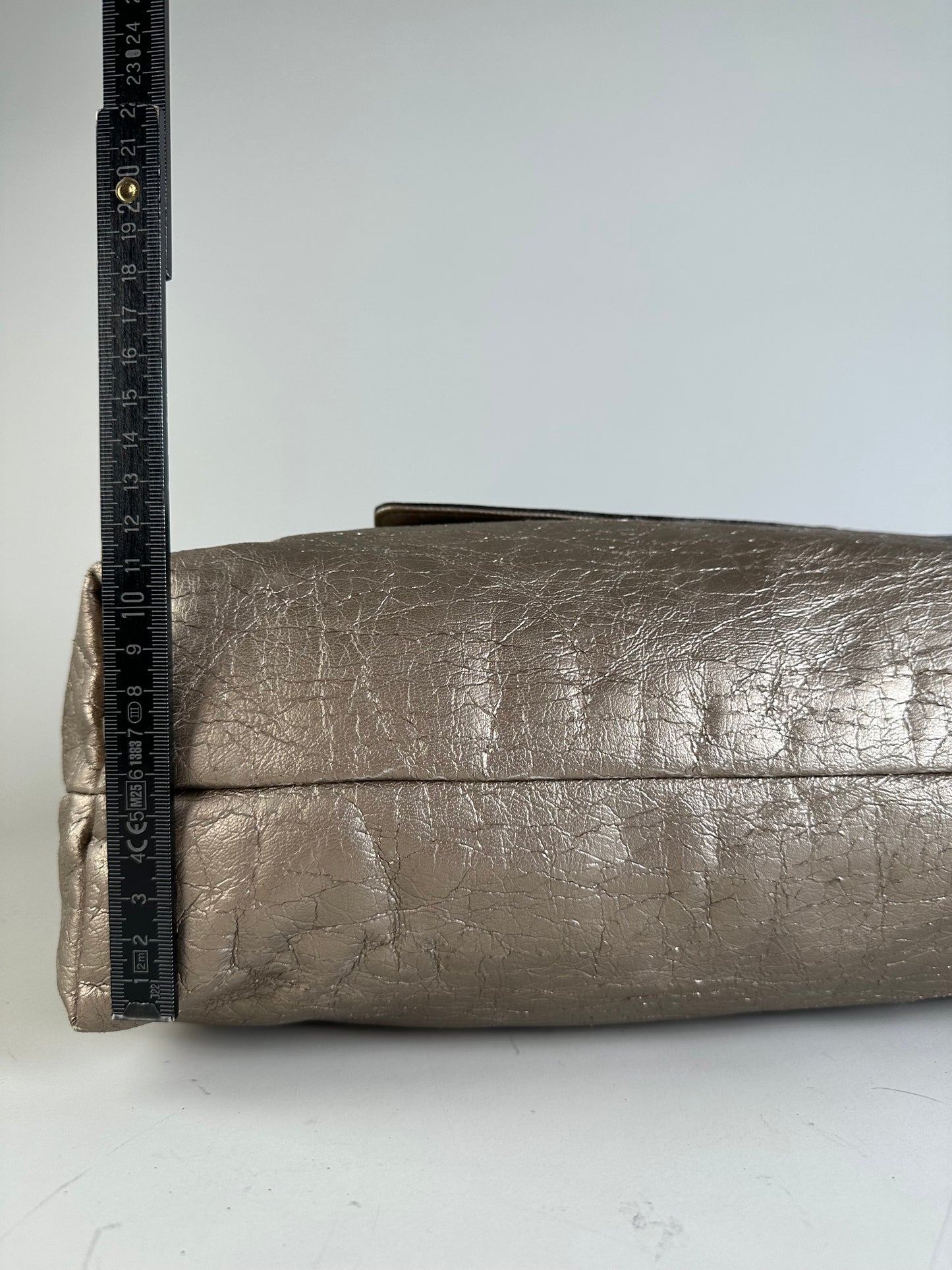Vintage Chloe Metallic Leather Tote Taupe Gold