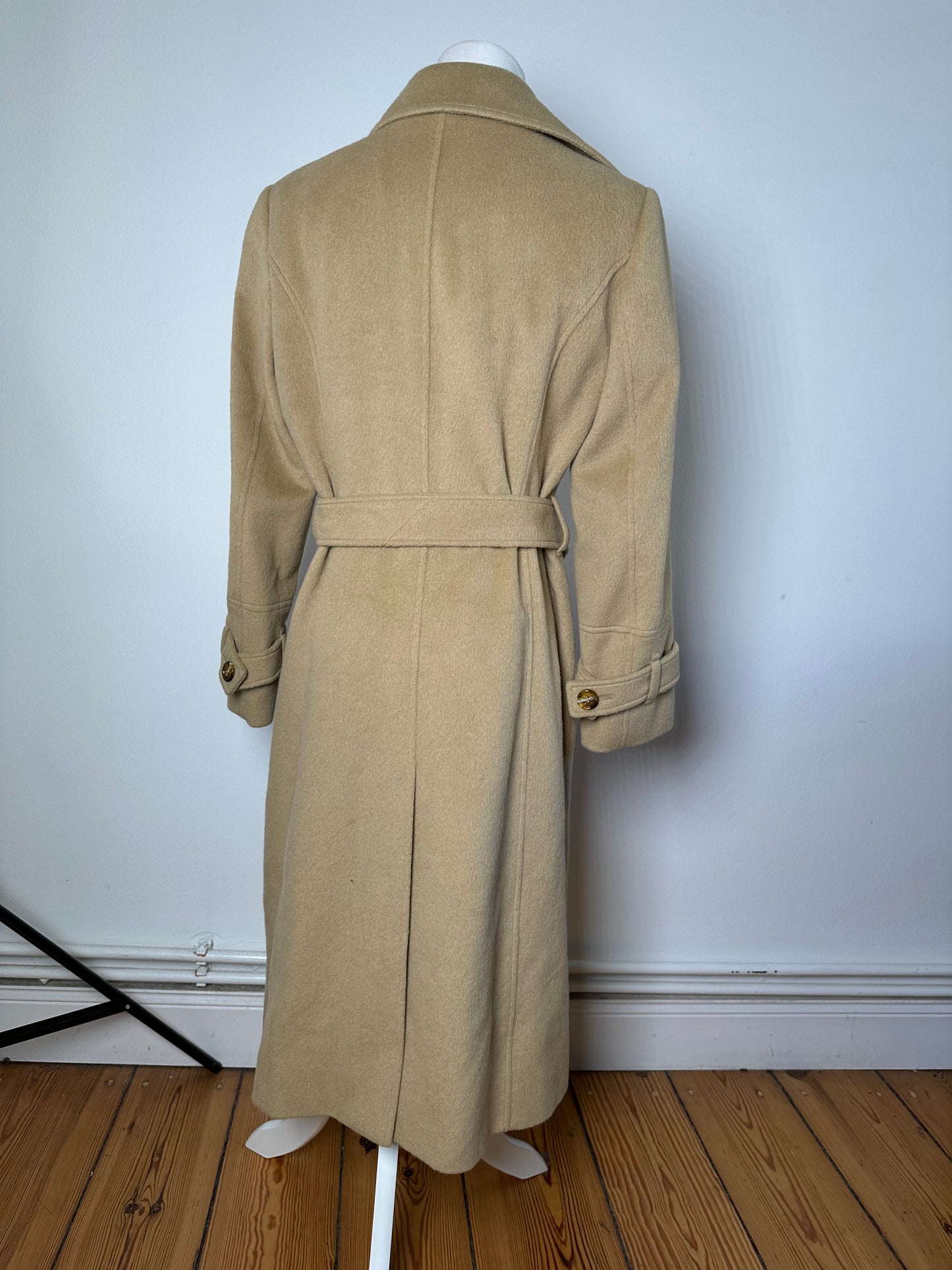 Vintage Burberry Wool Trench Coat Beige Gold M