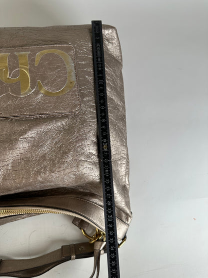 Vintage Chloe Metallic Leather Tote Taupe Gold