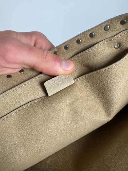 Vintage Celine Paris Suede Bag Beige